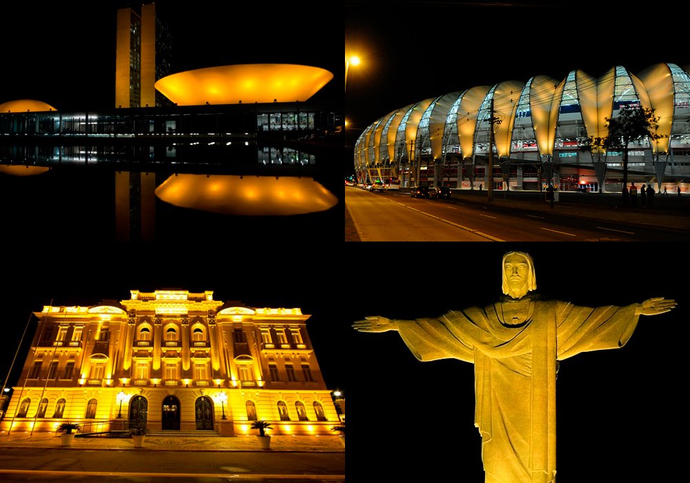 Monumentos, prédios públicos brasileiros e locais famosos iluminados de amarelo para a campanha Setembro Amarelo