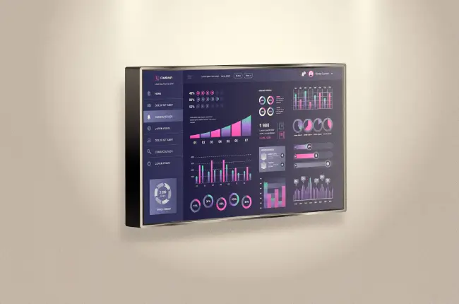 Indicadores de gestão à vista são exibidos na tela de TV corporativa